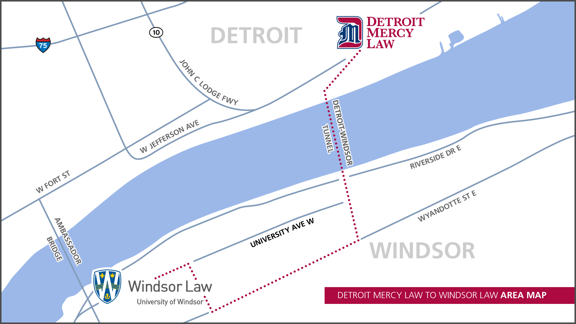 Detroit-Mercy-Law---Detroit-to-Windsor-Area-Map